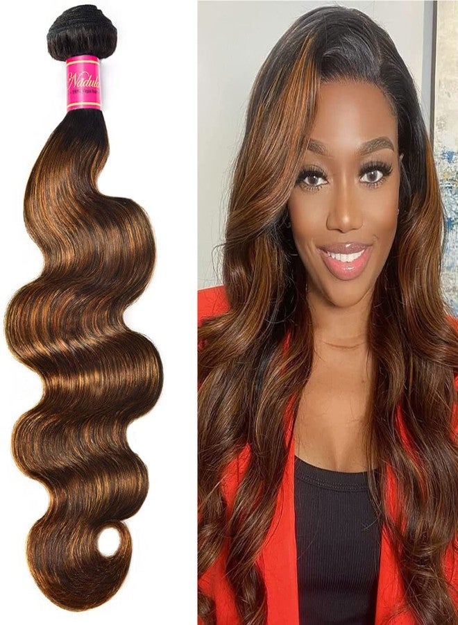 Nadula 12A Highlight Brown Ombre Body Wave Human Hair Weave 1 Bundle 20inch,Balayage Colored Brazilian 100% Remy Human Hair Wavy Bundles Extensions Blonde #FB30 Color - Image 1
